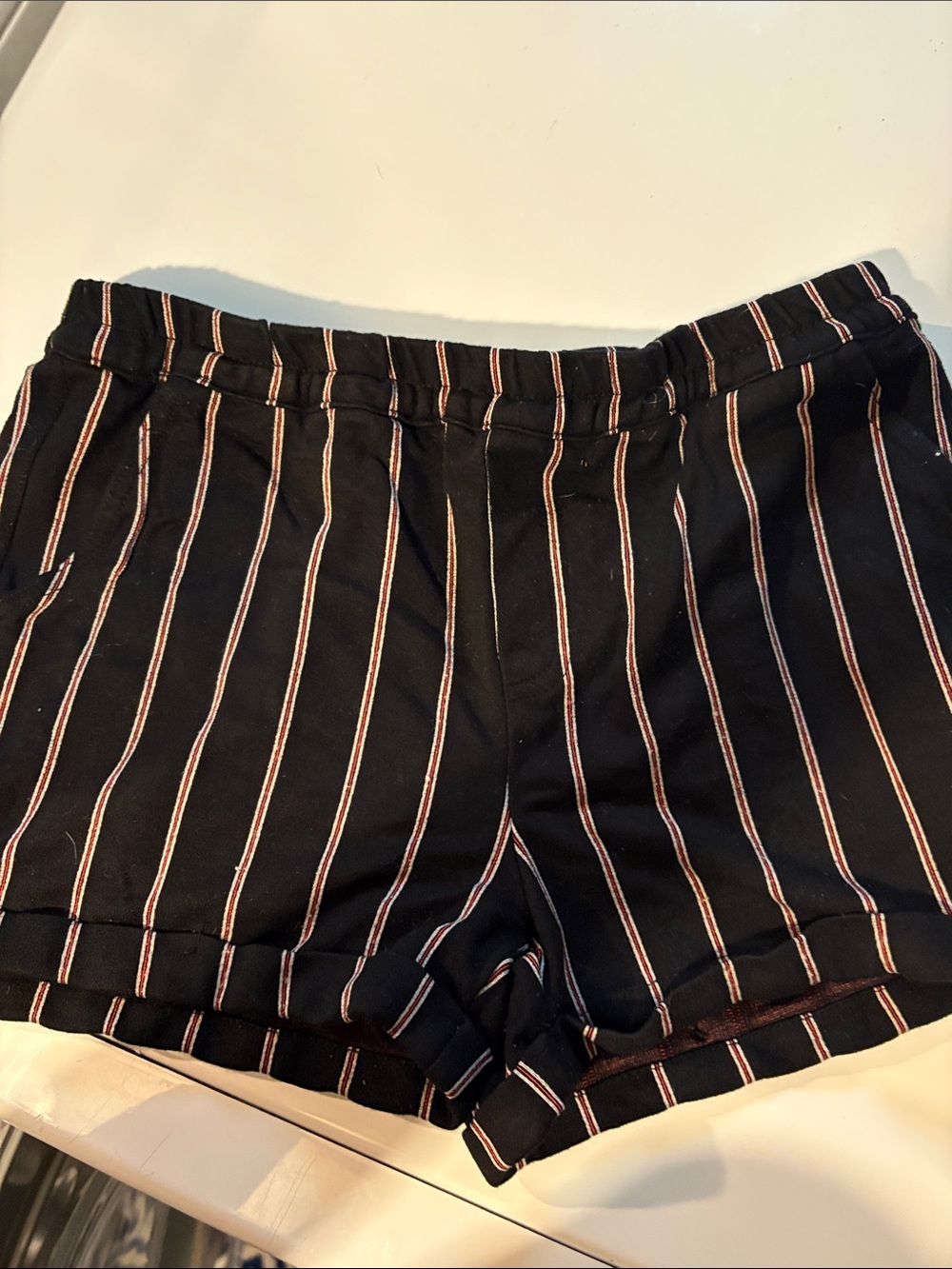 Forever 21 Black Shorts with White and Pink Stripes